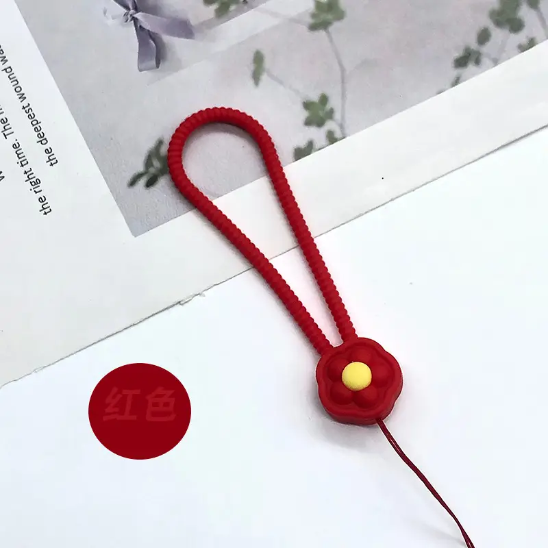 Blue Liquid Silicone Flower Lanyard for Mobile Phone - Image 7