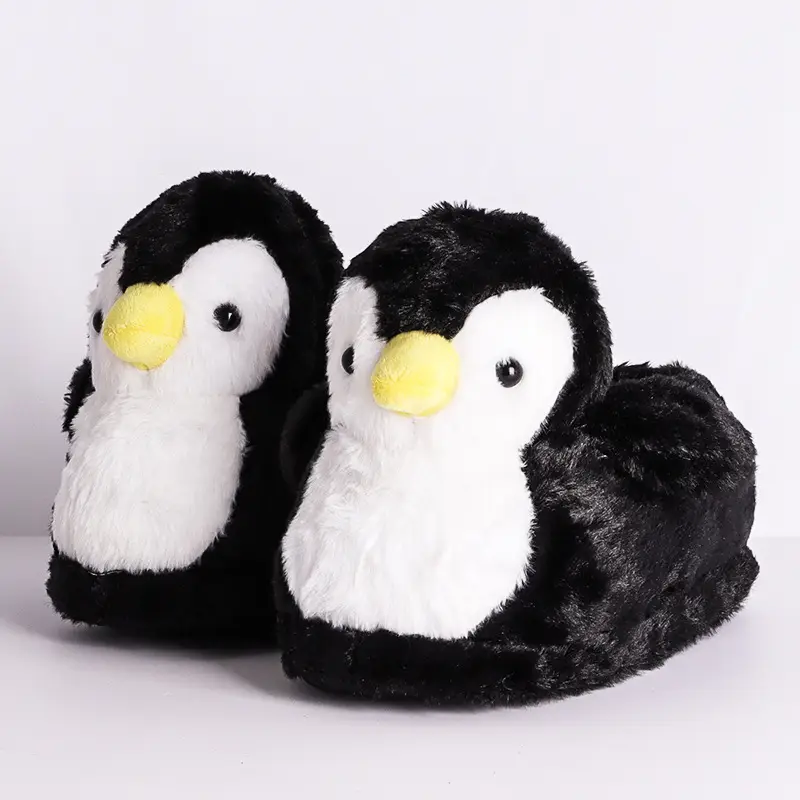 Penguin Cotton Slippers for Men and Women Couple Cute Cartoon Girl Heart Winter Indoor Home Soft Bottom Plush Cotton Slippers Soft Bottom