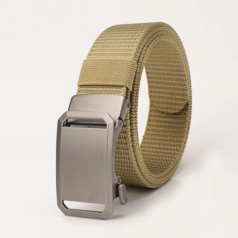 Men's Green Nylon Mountaineering Belt with Silver Buckle