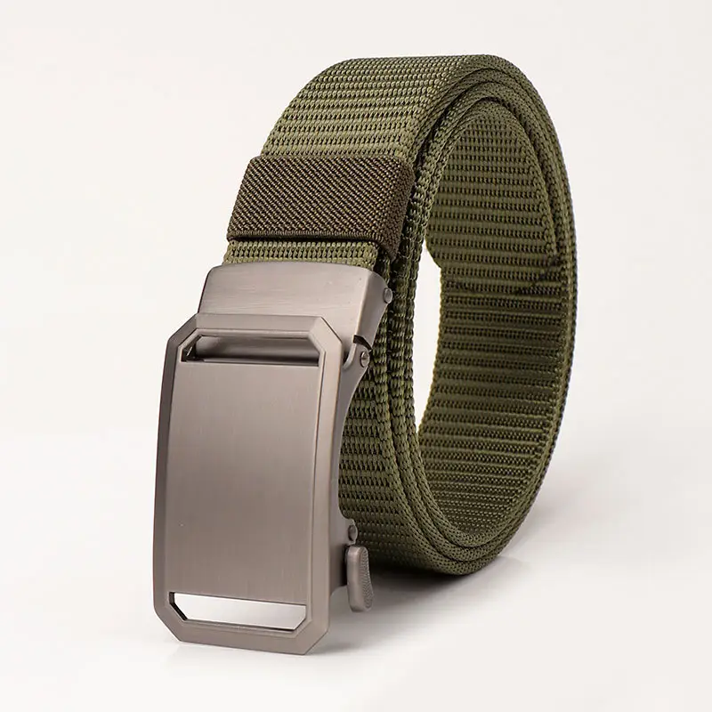 Men's Green Nylon Mountaineering Belt with Silver Buckle