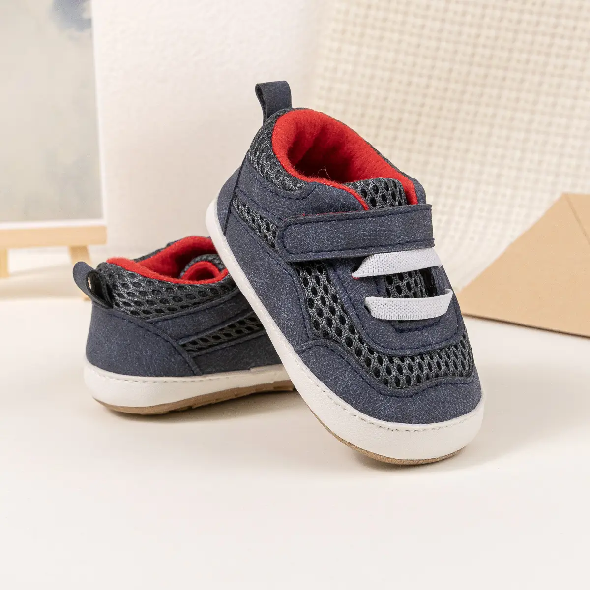 Baby Velcro Shoes Blue Red 0-1 Year Old