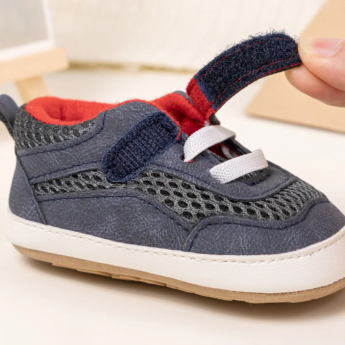 Baby Velcro Shoes Blue Red 0-1 Year Old — feature 10