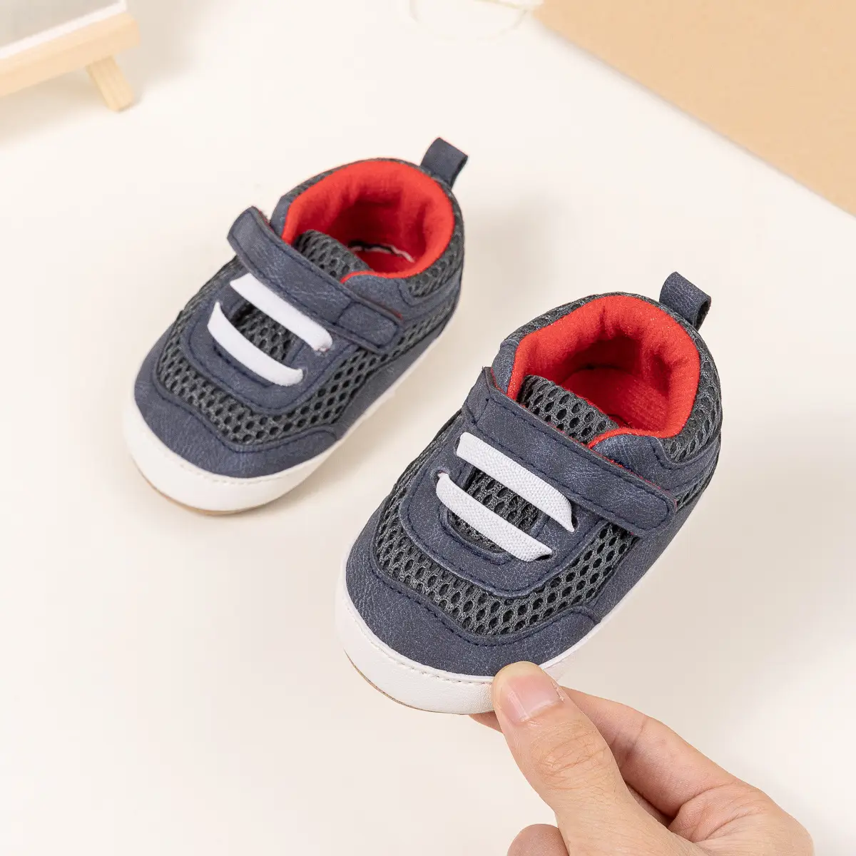 Baby Velcro Shoes Blue Red 0-1 Year Old — feature 11