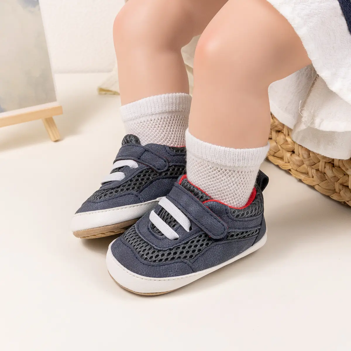 Baby Velcro Shoes Blue Red 0-1 Year Old — feature 12