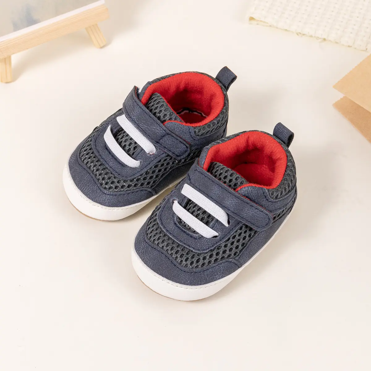Baby Velcro Shoes Blue Red 0-1 Year Old — feature 4