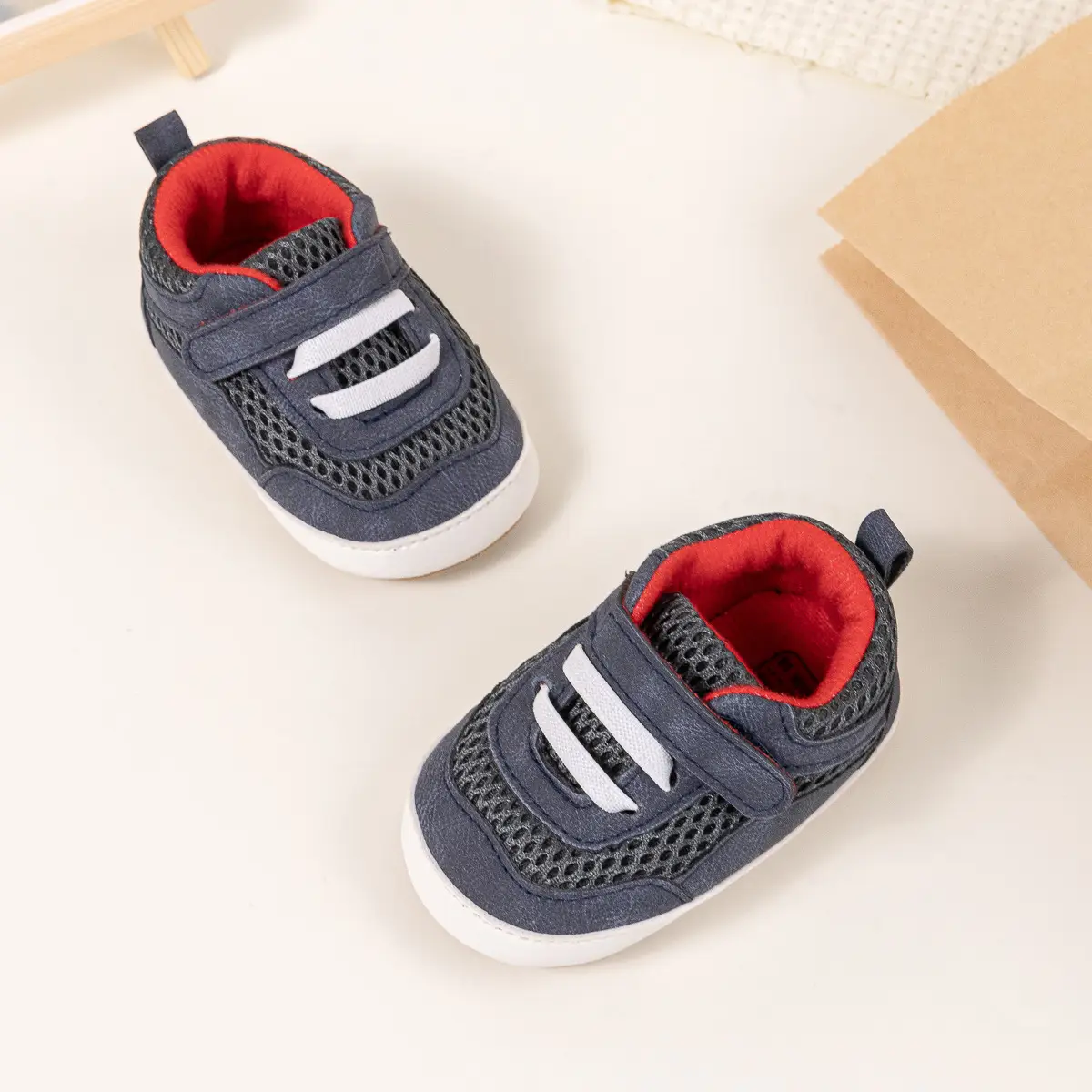 Baby Velcro Shoes Blue Red 0-1 Year Old — feature 5