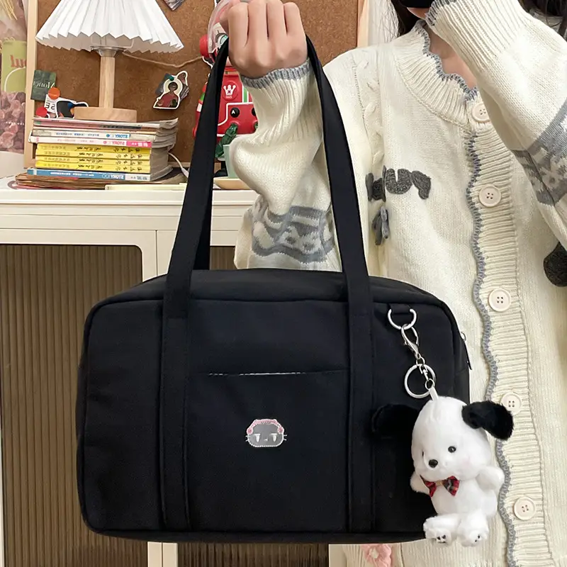 Cat Embroidered Light Blue Shoulder Bag for Women - Image 7