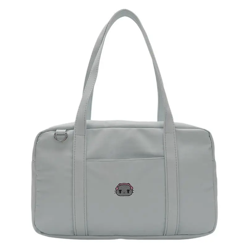 Cat Embroidered Light Blue Shoulder Bag for Women - Image 8
