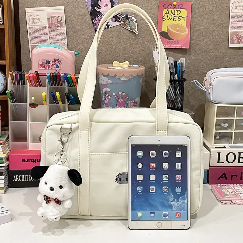 Cat Embroidered Light Blue Shoulder Bag for Women — feature 20