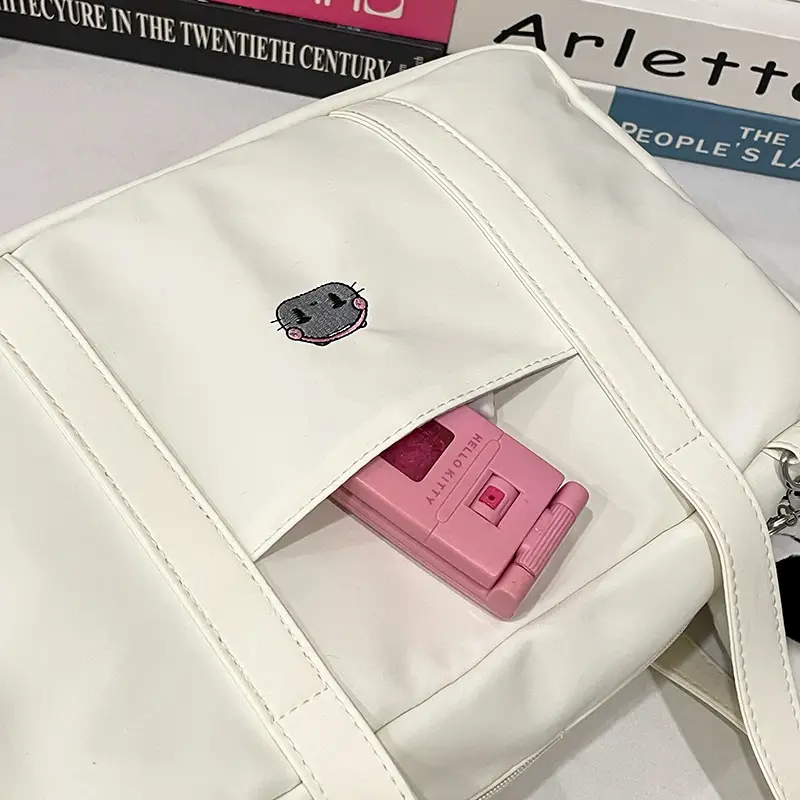 Cat Embroidered Light Blue Shoulder Bag for Women — feature 28