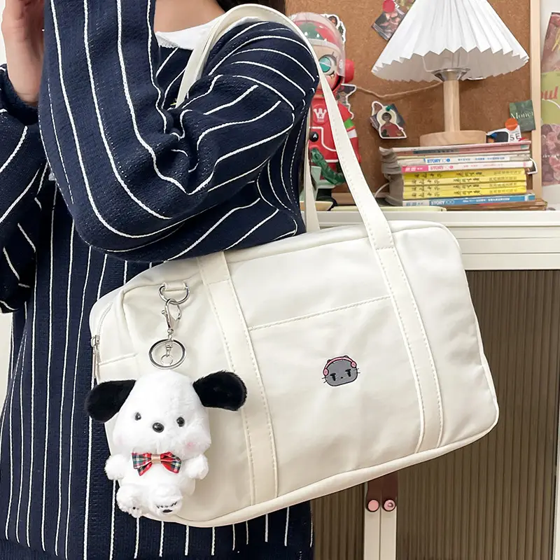Cat Embroidered Light Blue Shoulder Bag for Women — feature 32