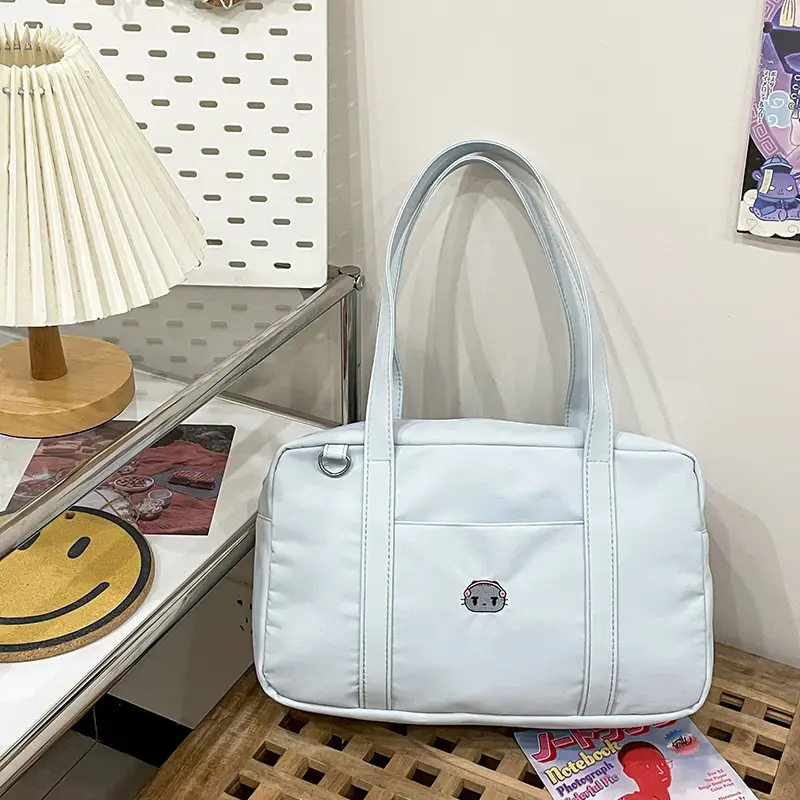 Cat Embroidered Light Blue Shoulder Bag for Women — feature 33