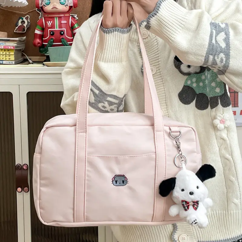 Cat Embroidered Light Blue Shoulder Bag for Women — feature 40