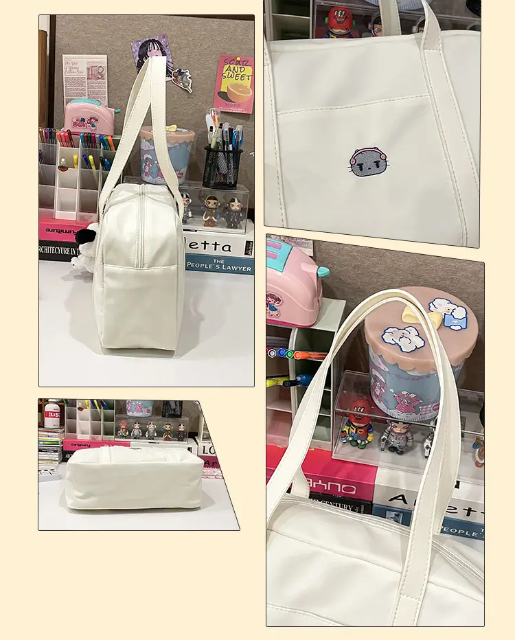 Cat Embroidered Light Blue Shoulder Bag for Women — feature 8