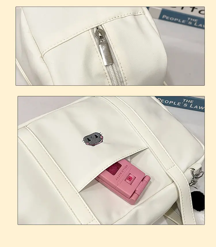Cat Embroidered Light Blue Shoulder Bag for Women — feature 9