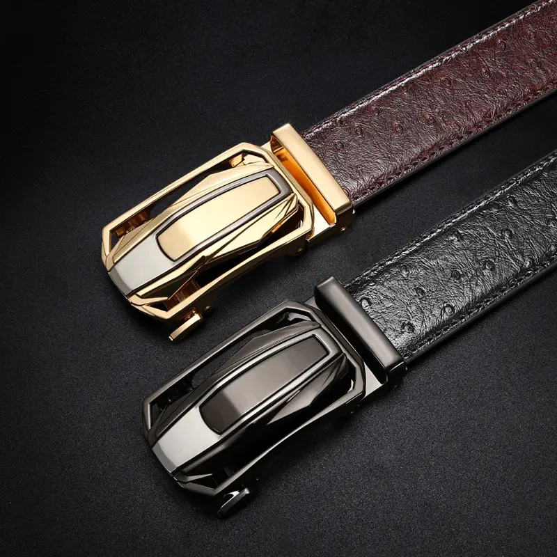 Men's Black Leather Belt with Silver Buckle Wholesale