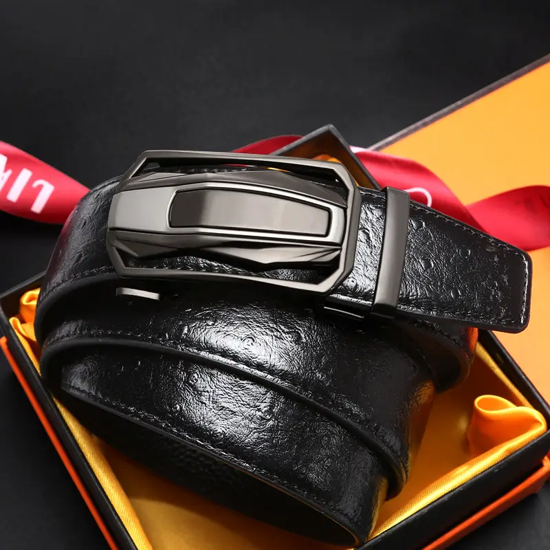 Men's Black Leather Belt with Silver Buckle Wholesale