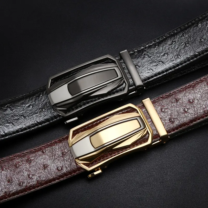 Men's Black Leather Belt with Silver Buckle Wholesale