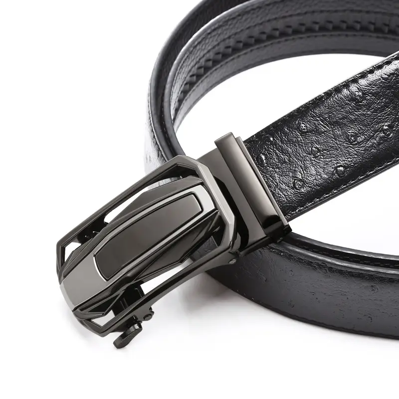 Men's Black Leather Belt with Silver Buckle Wholesale