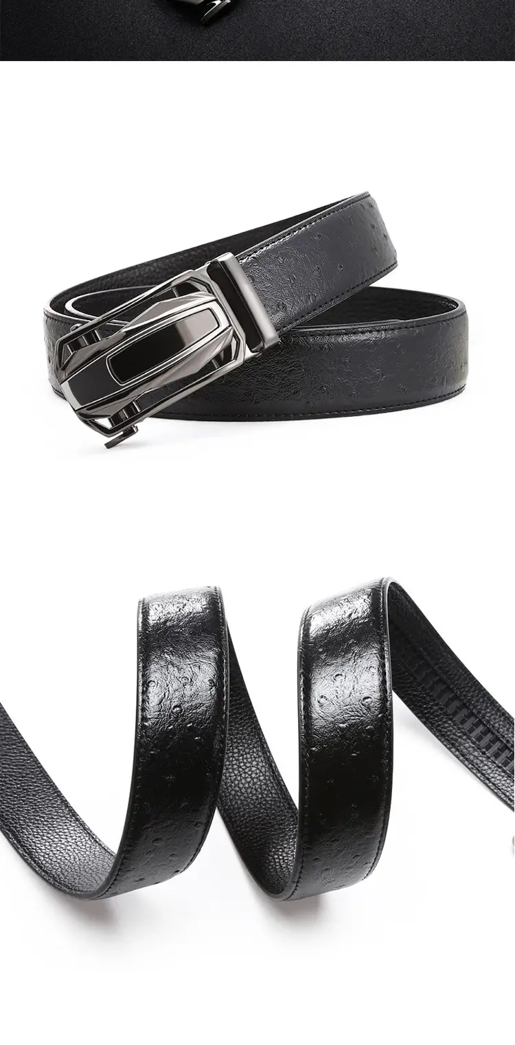 Men's Black Leather Belt with Silver Buckle Wholesale — feature 9