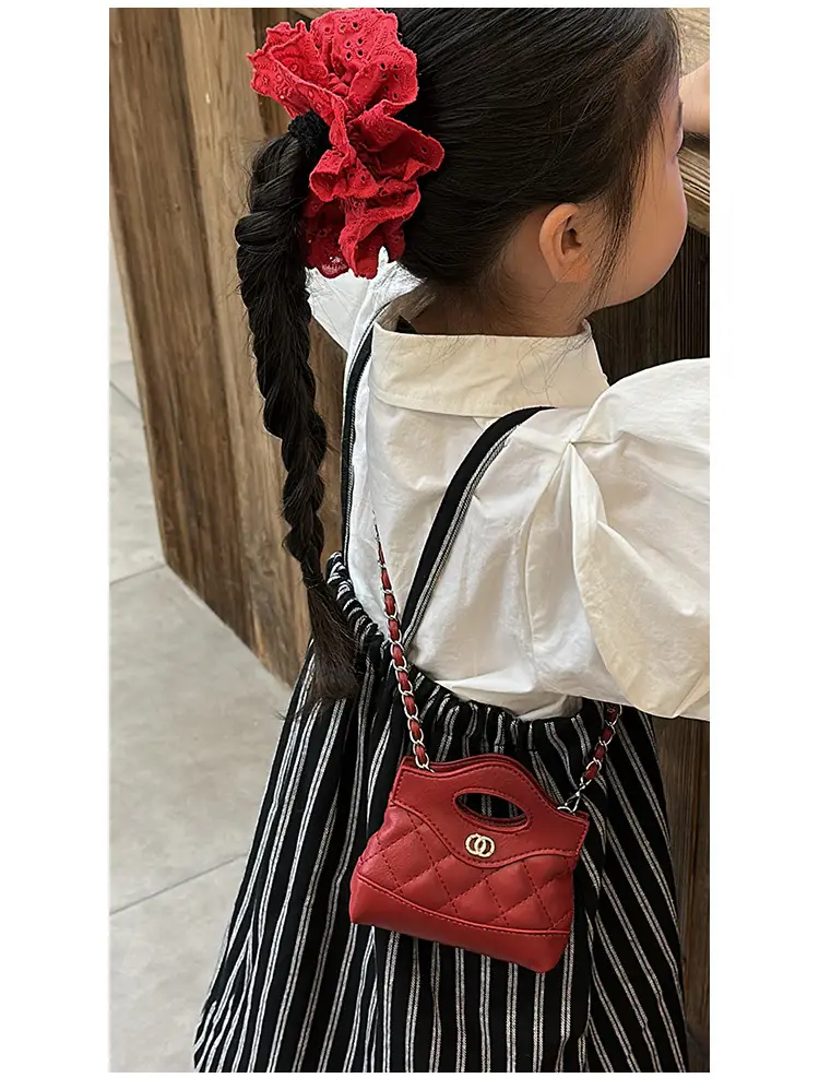 Red Quilted Rhombus Shoulder Bag for Girls — feature 22
