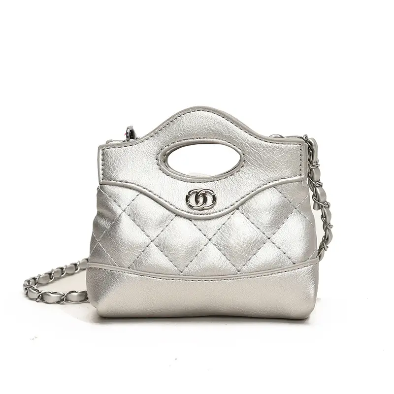 Red Quilted Rhombus Shoulder Bag for Girls - Image 3