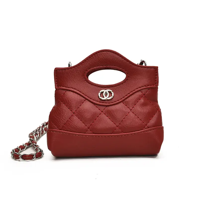 Red Quilted Rhombus Shoulder Bag for Girls - Image 7