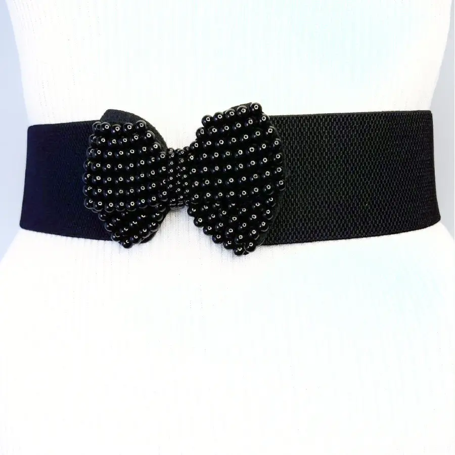 Black Pearl Bow Belt for Women - Image 2