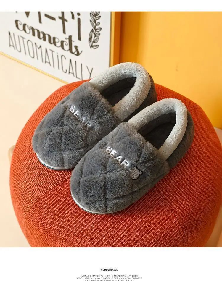 Men's Cotton Slippers Men's Winter Bag Heel 2024 New Indoor Household Wool Slip-proof Warm fleece-lined Cotton Shoes for Men — feature 13