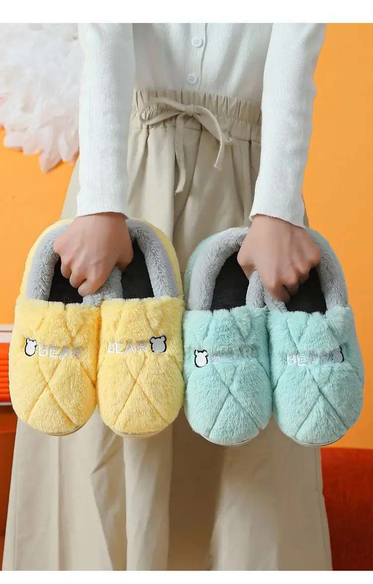 Men's Cotton Slippers Men's Winter Bag Heel 2024 New Indoor Household Wool Slip-proof Warm fleece-lined Cotton Shoes for Men — feature 14