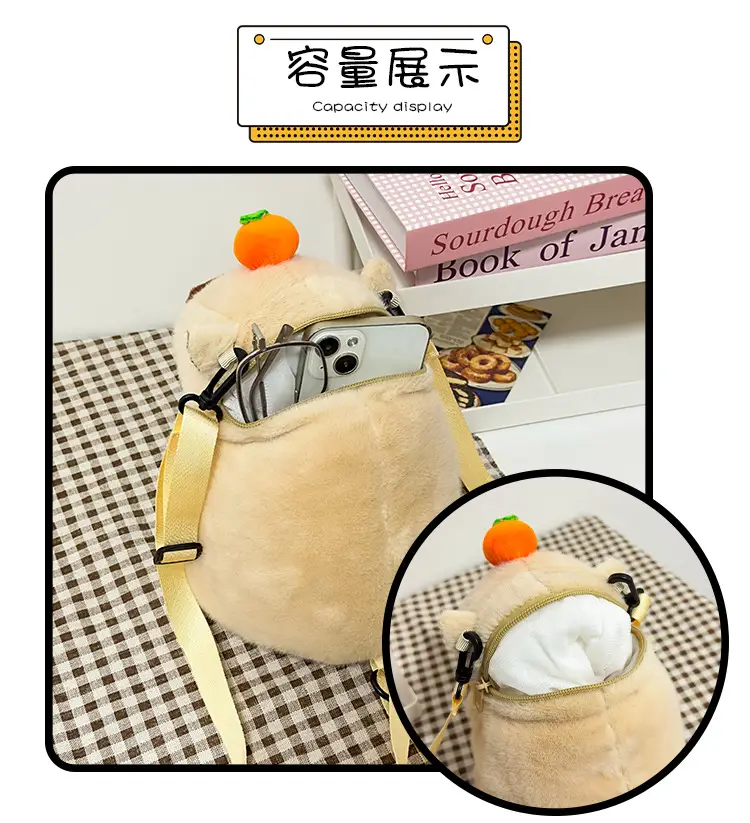 Cute Plush Kapibala Doll Bag for Girls — feature 4