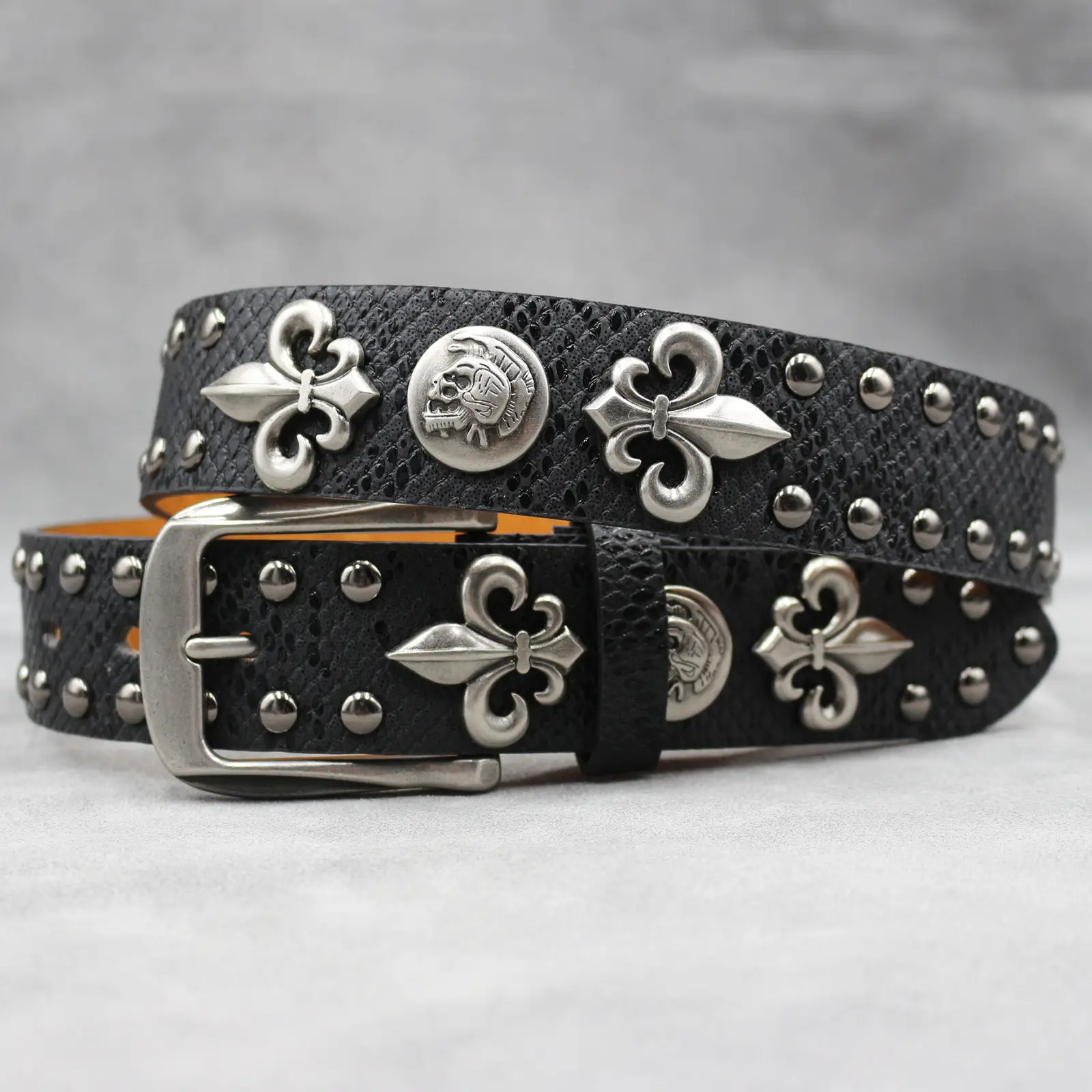 White Skull Rivet Belt for Men Women Punk Style — feature 1