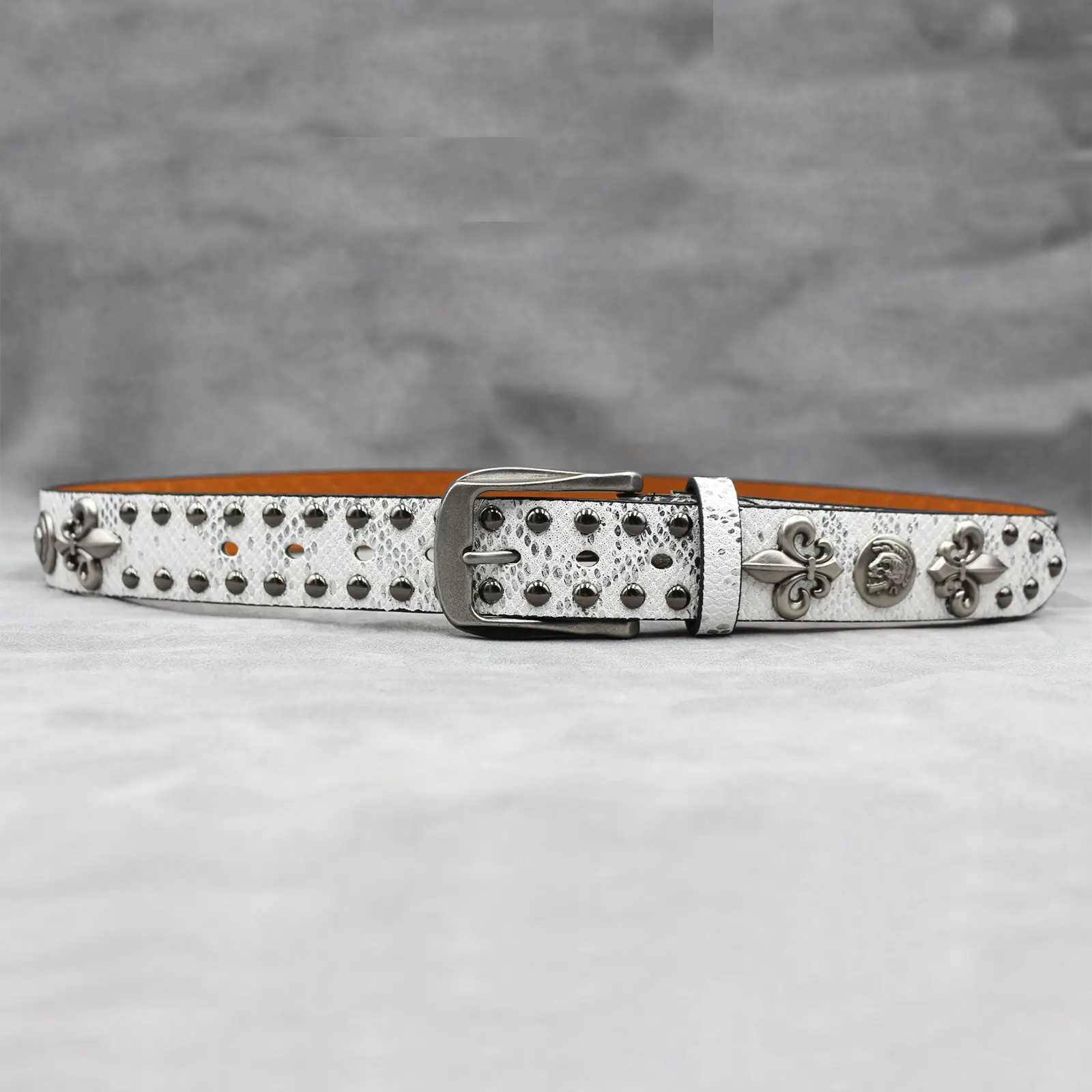 White Skull Rivet Belt for Men Women Punk Style — feature 12
