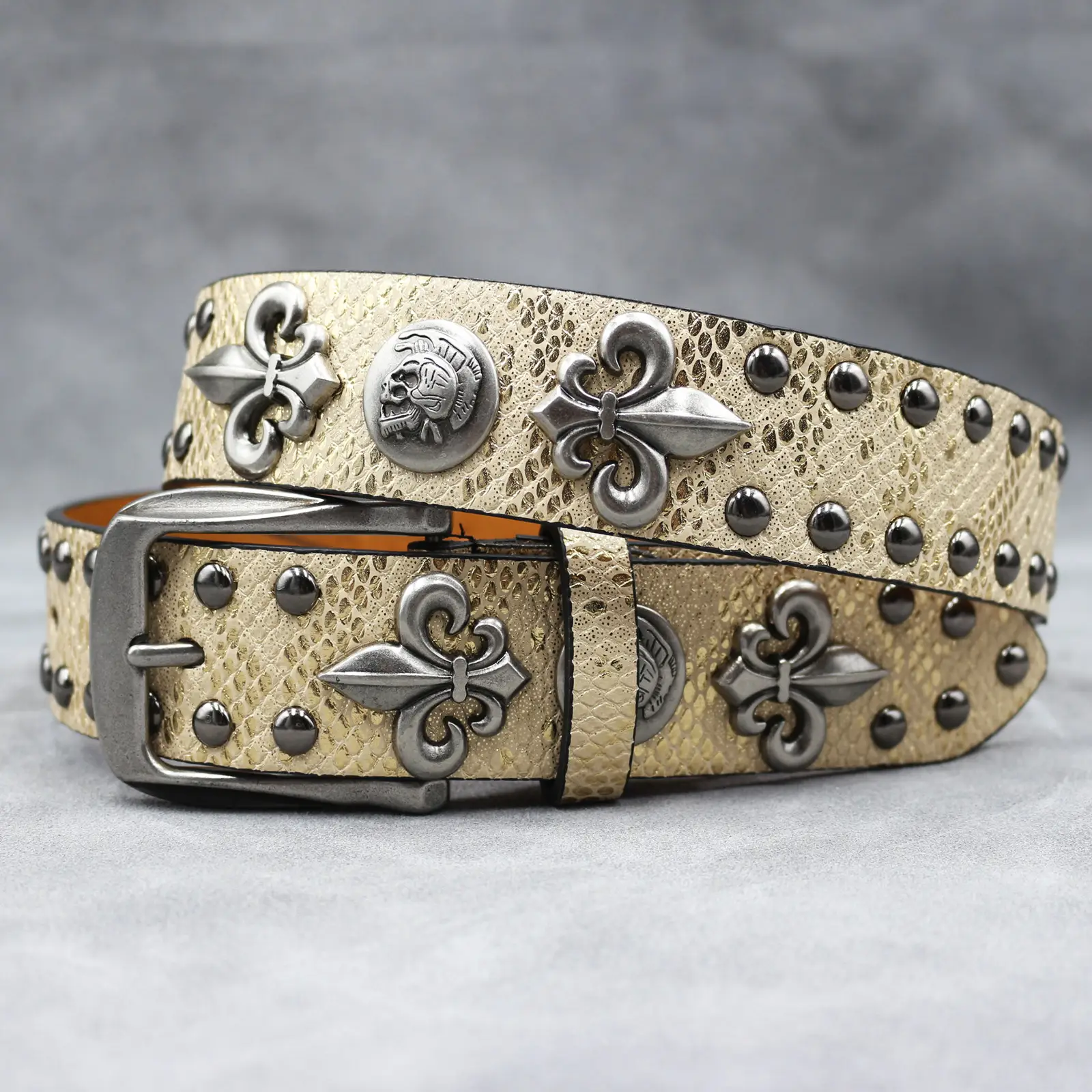 White Skull Rivet Belt for Men Women Punk Style — feature 13