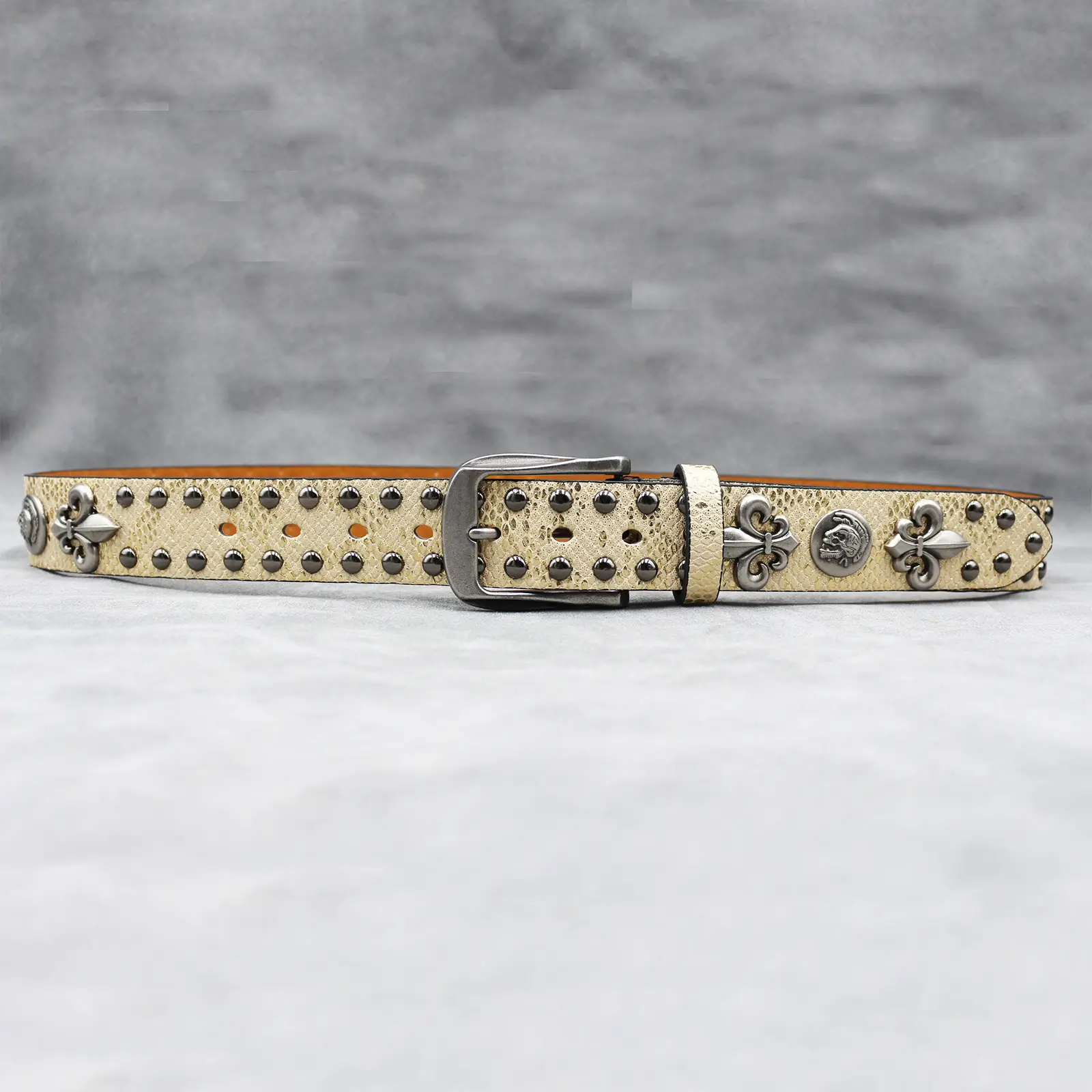 White Skull Rivet Belt for Men Women Punk Style — feature 17