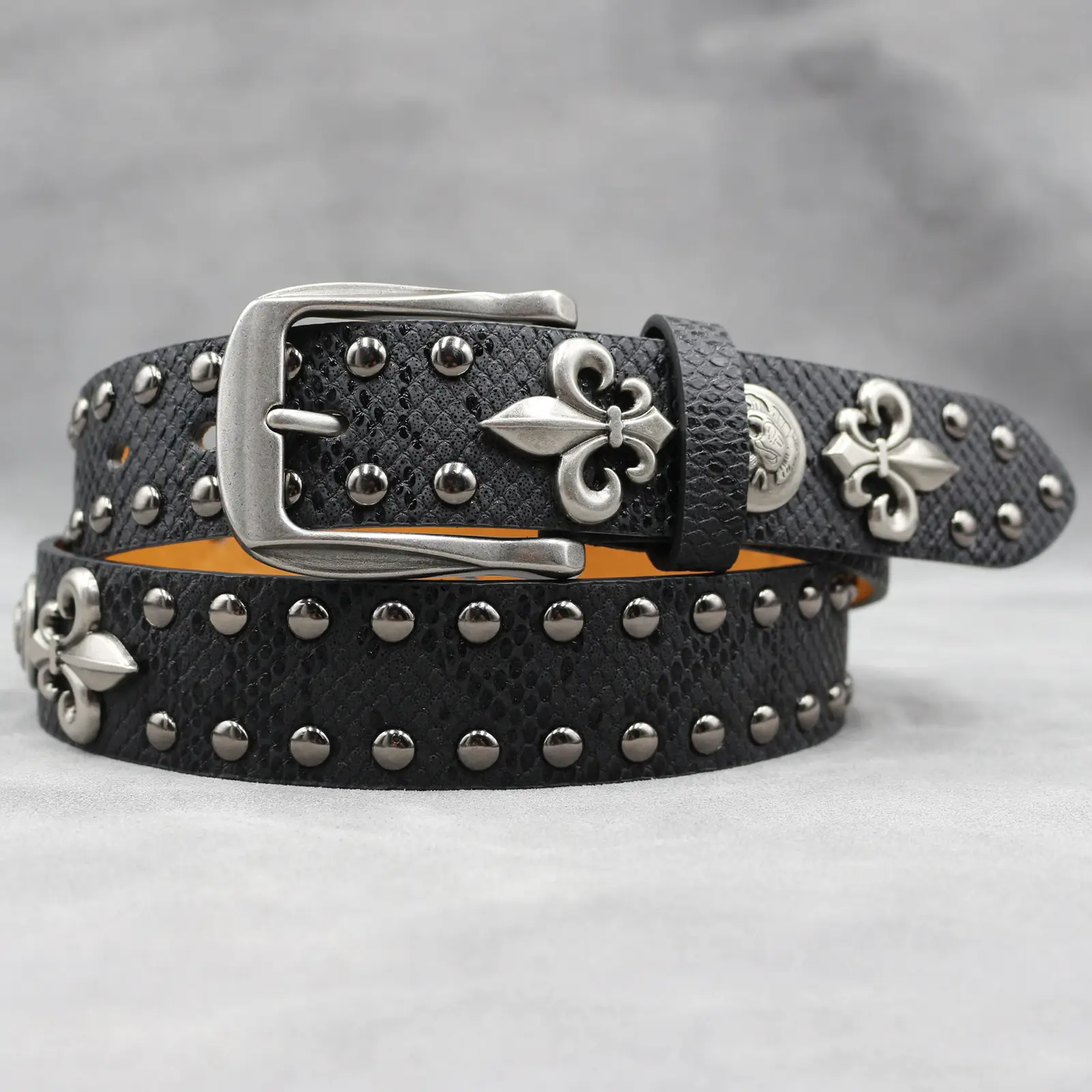 White Skull Rivet Belt for Men Women Punk Style — feature 2