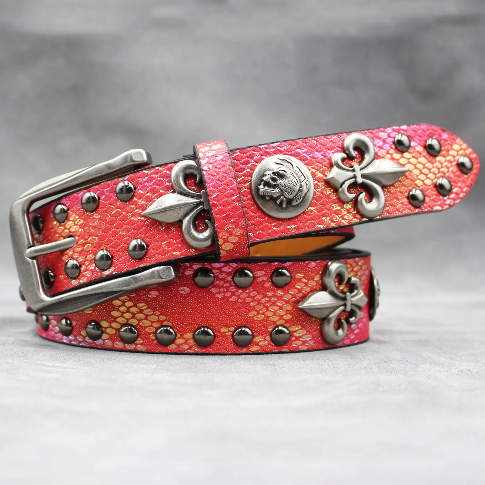White Skull Rivet Belt for Men Women Punk Style — feature 21
