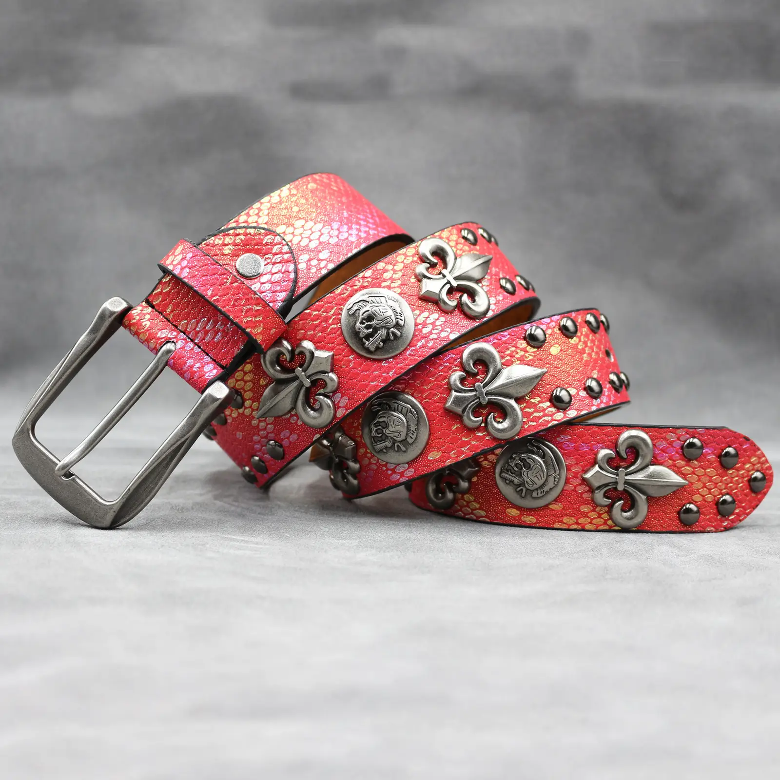 White Skull Rivet Belt for Men Women Punk Style — feature 22