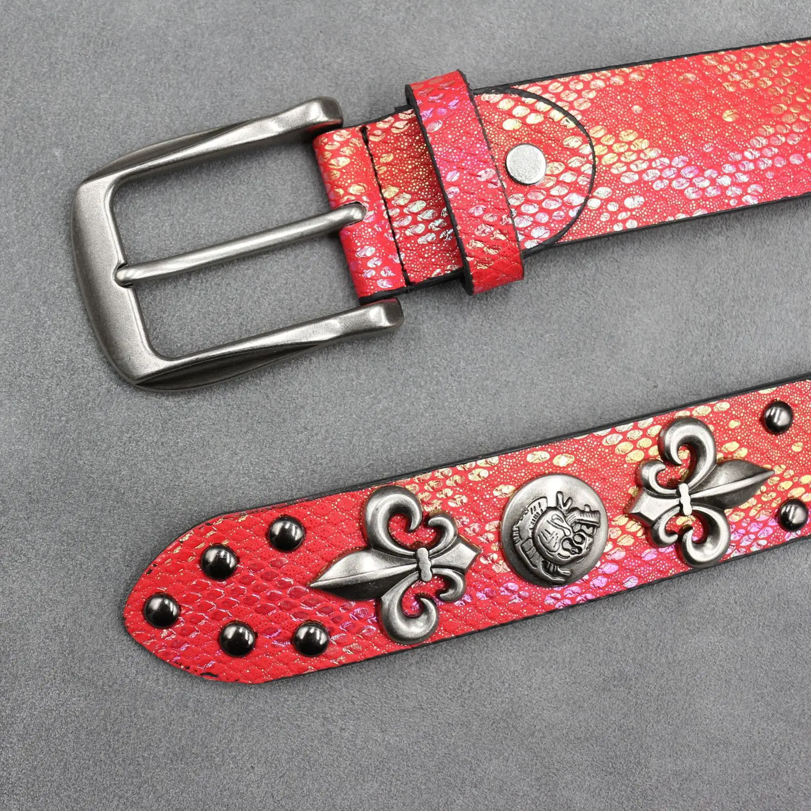 White Skull Rivet Belt for Men Women Punk Style — feature 23