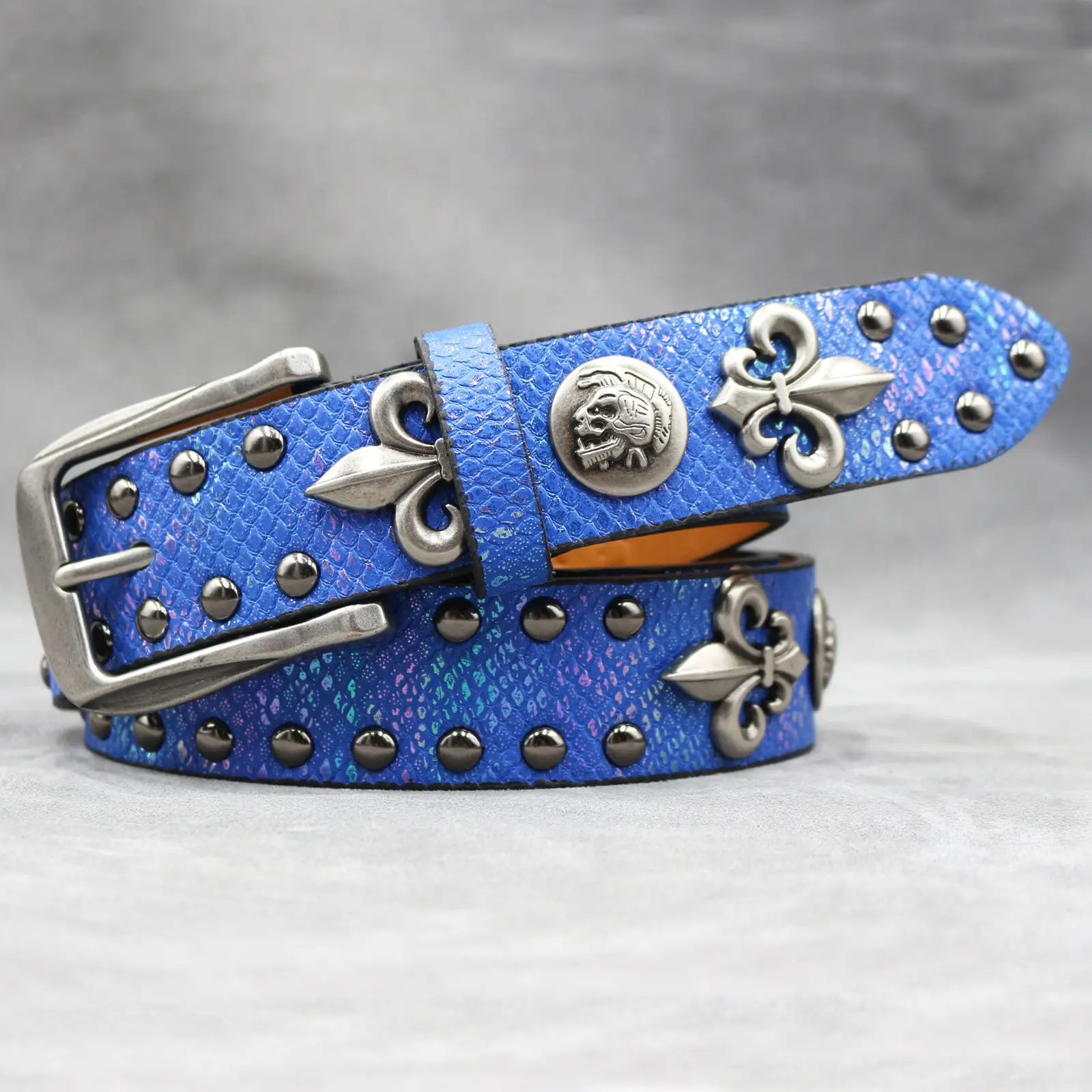 White Skull Rivet Belt for Men Women Punk Style — feature 27