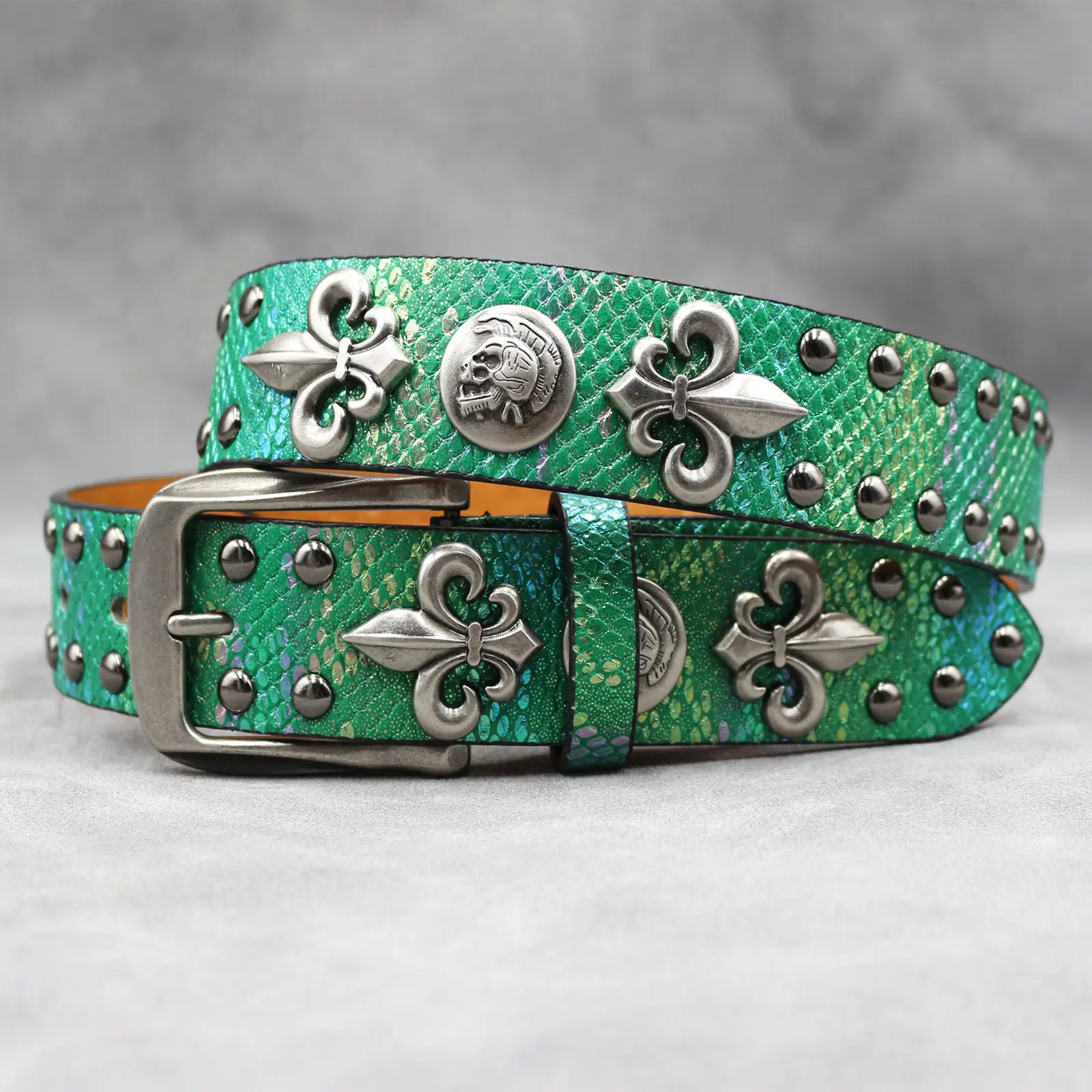 White Skull Rivet Belt for Men Women Punk Style — feature 31