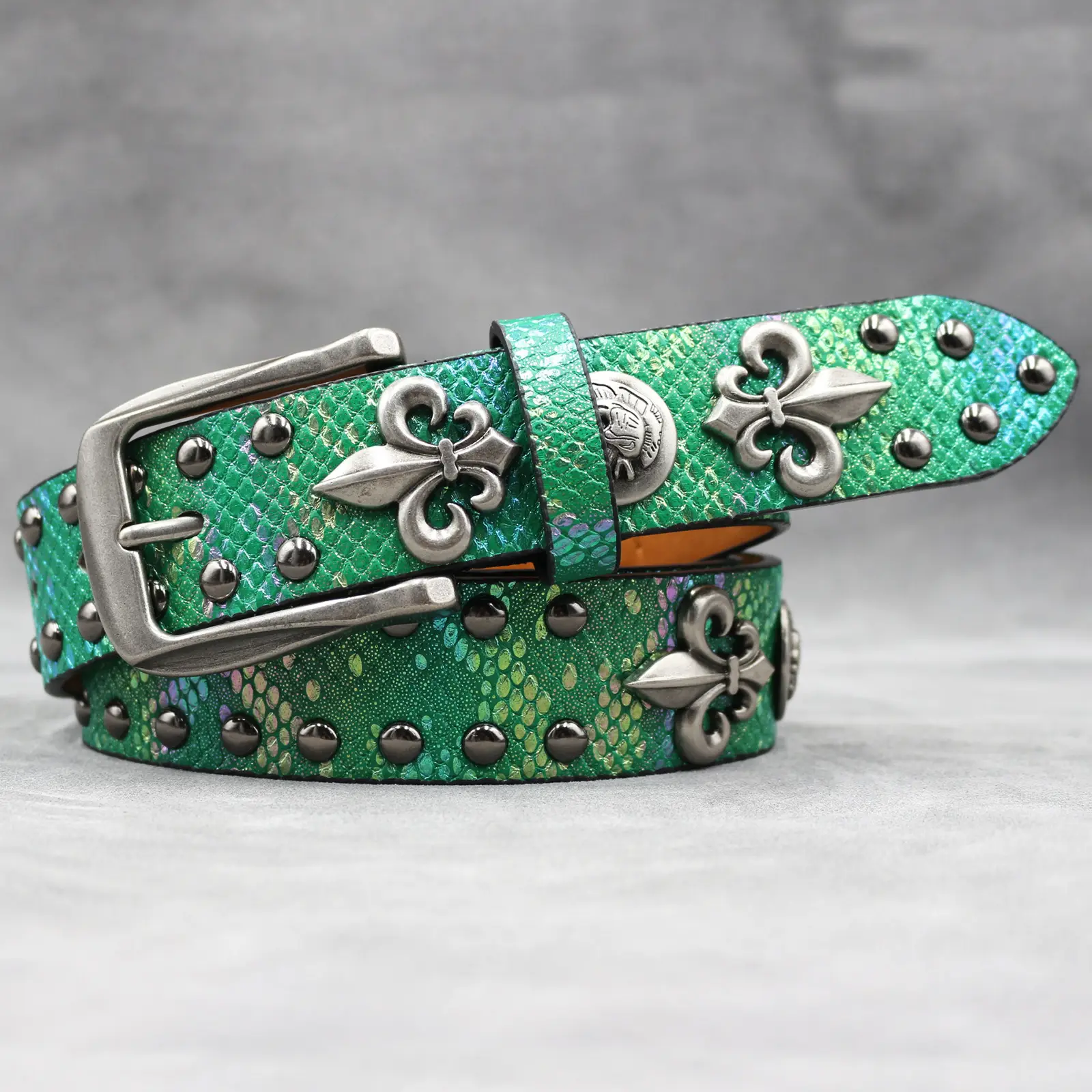 White Skull Rivet Belt for Men Women Punk Style — feature 33