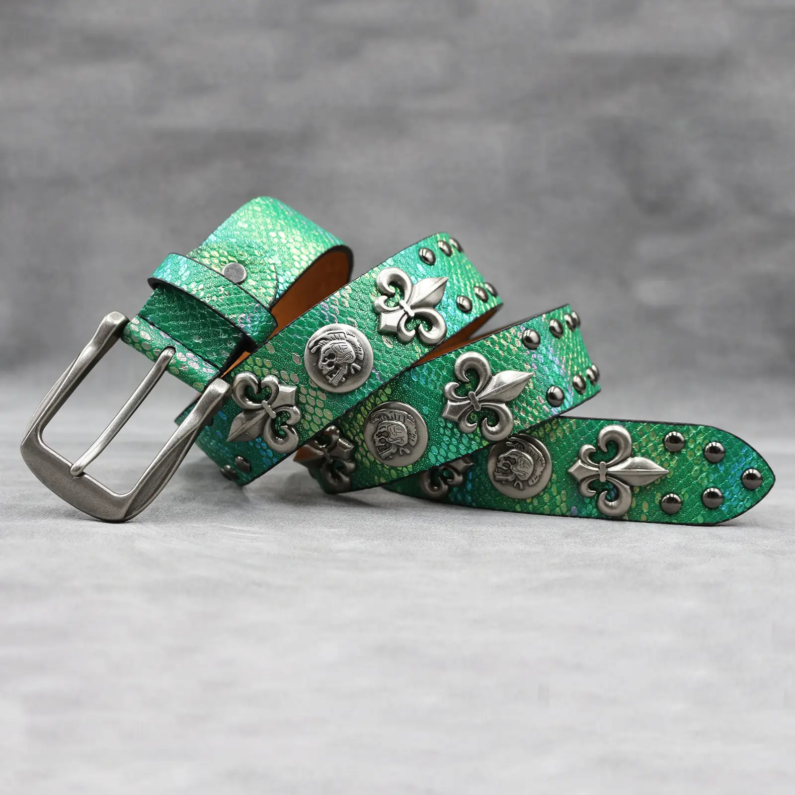 White Skull Rivet Belt for Men Women Punk Style — feature 34
