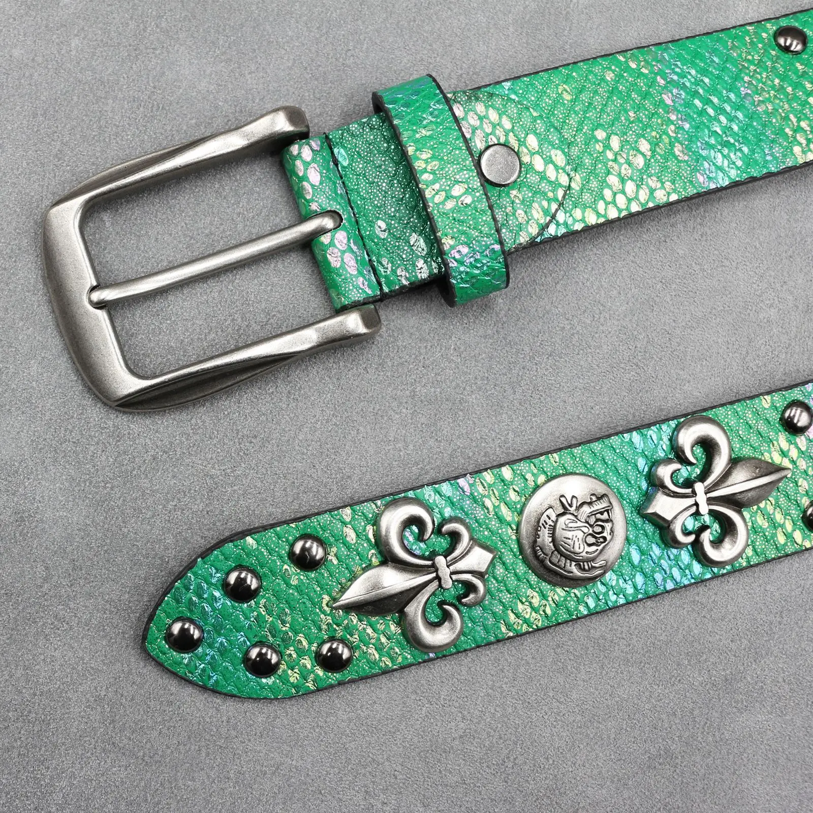White Skull Rivet Belt for Men Women Punk Style — feature 36