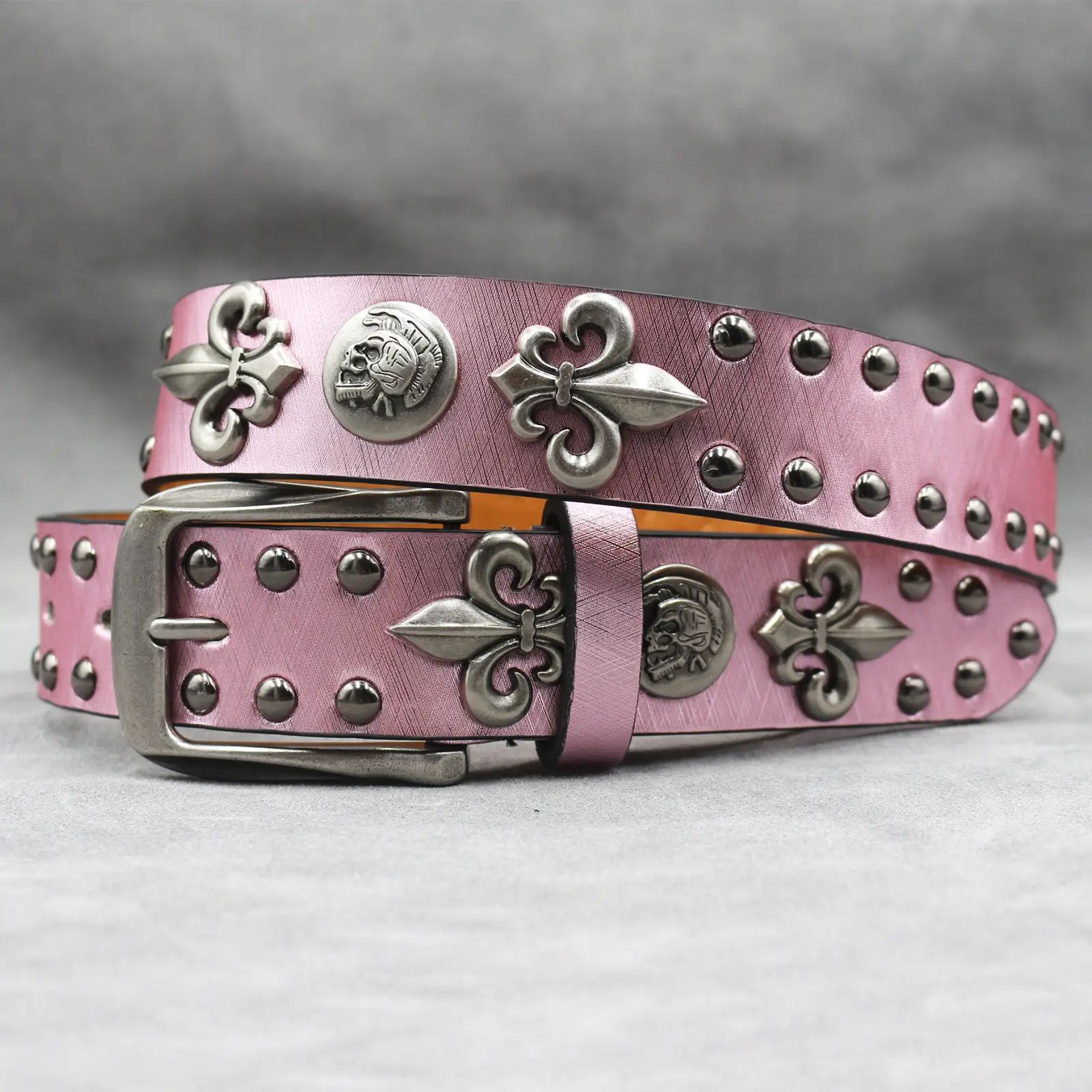 White Skull Rivet Belt for Men Women Punk Style — feature 37