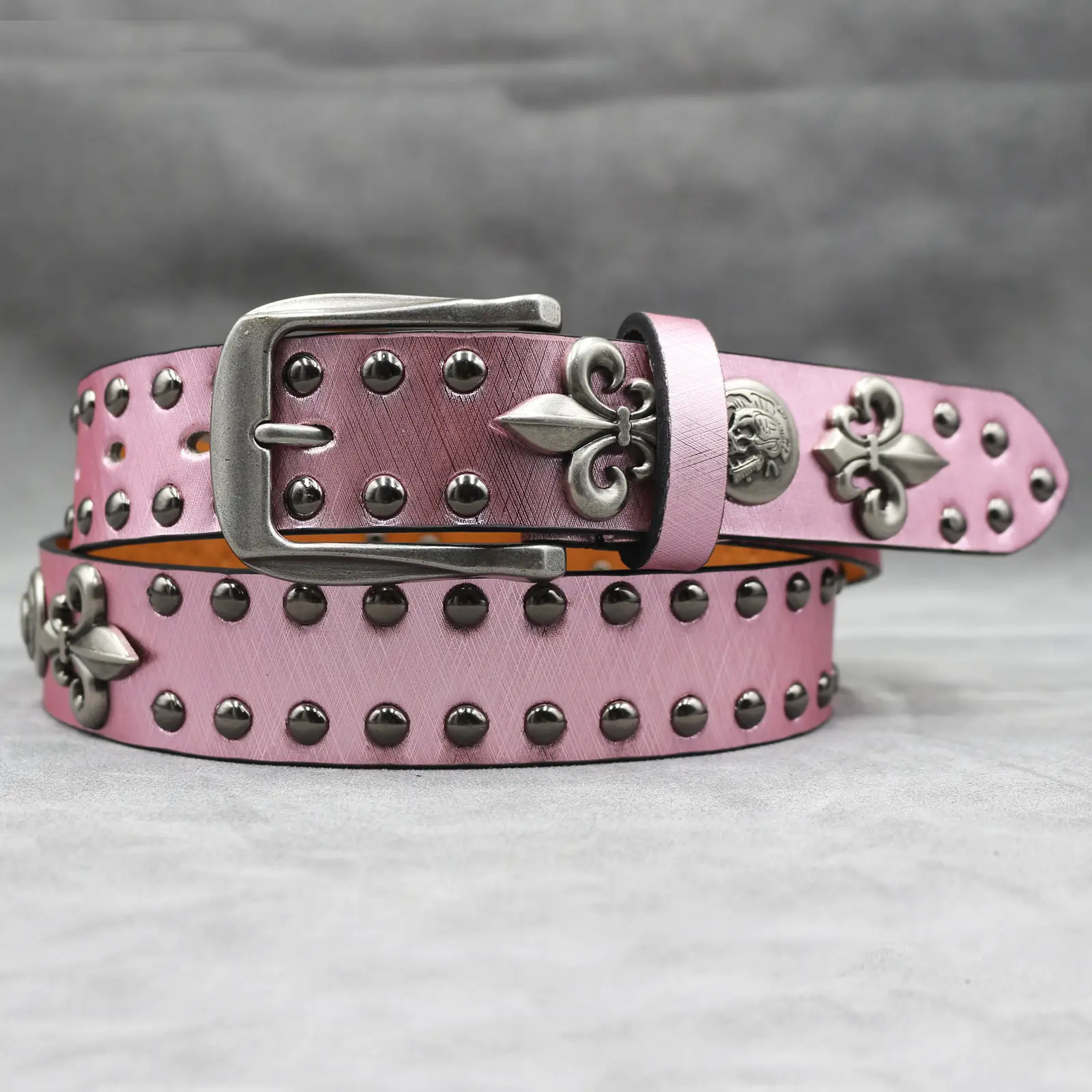 White Skull Rivet Belt for Men Women Punk Style — feature 38