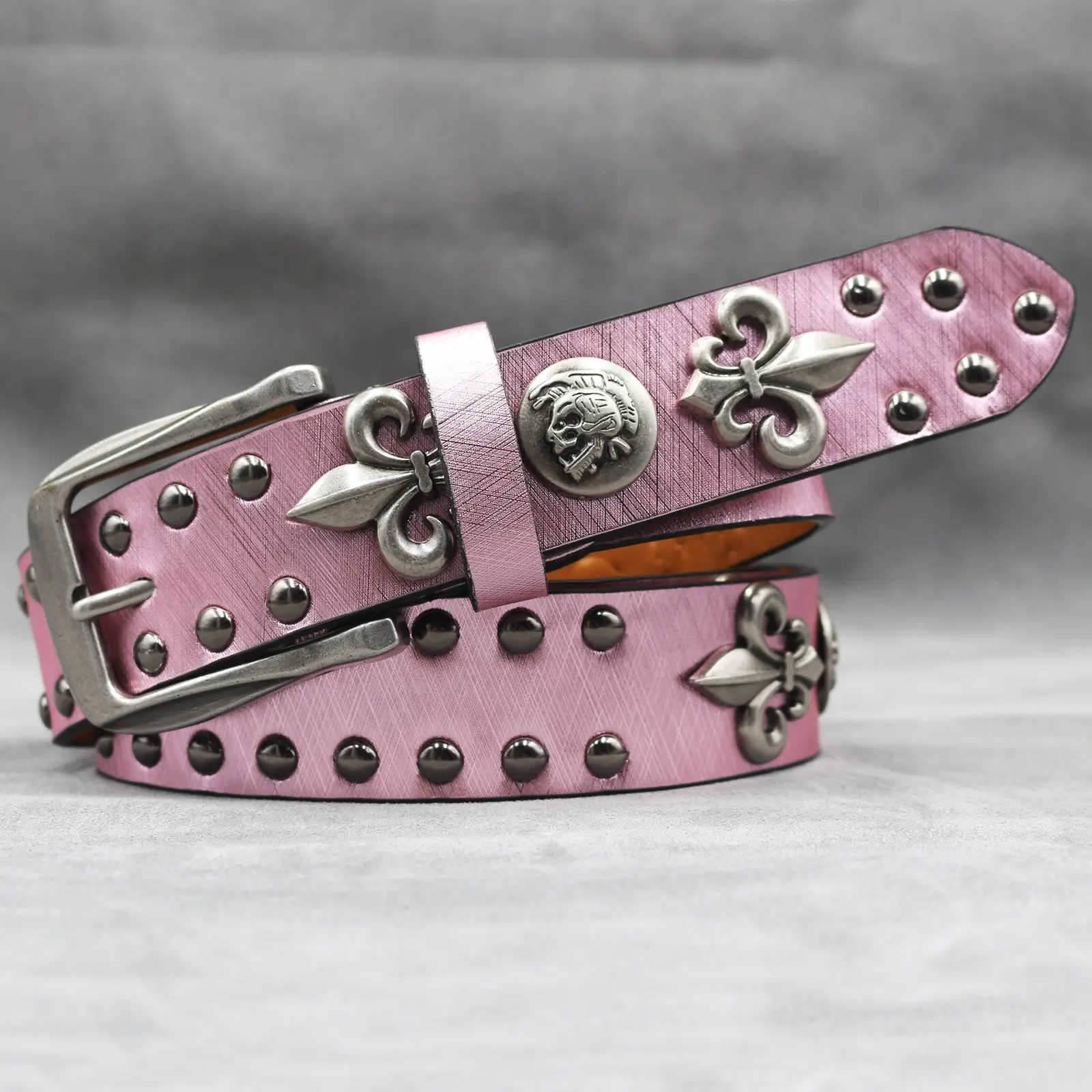 White Skull Rivet Belt for Men Women Punk Style — feature 39