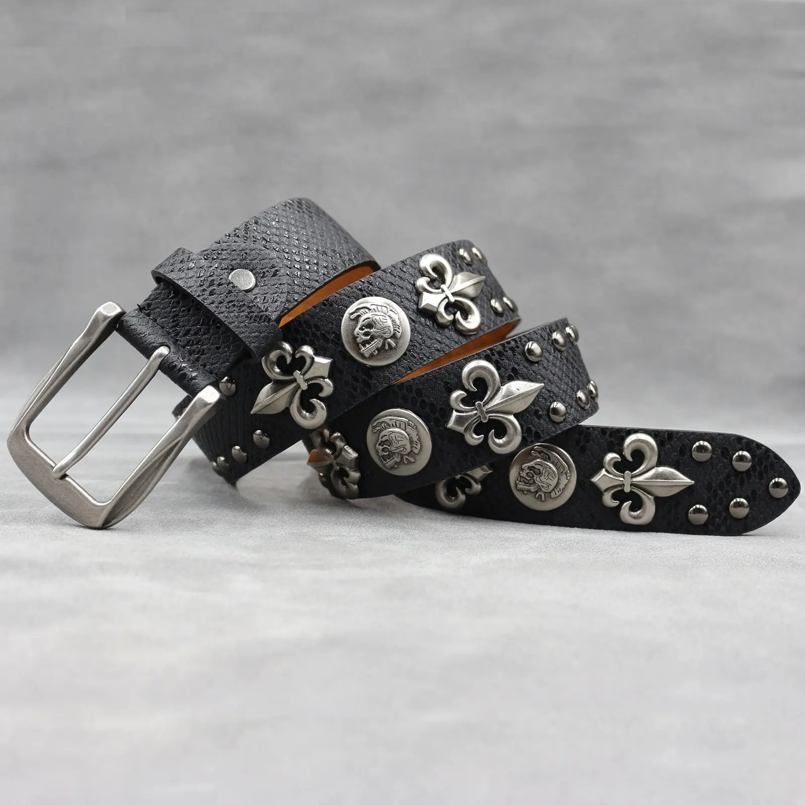 White Skull Rivet Belt for Men Women Punk Style — feature 4