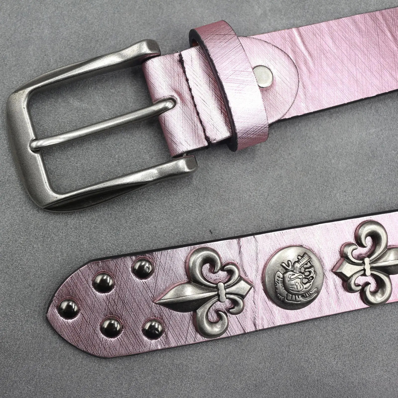 White Skull Rivet Belt for Men Women Punk Style — feature 41