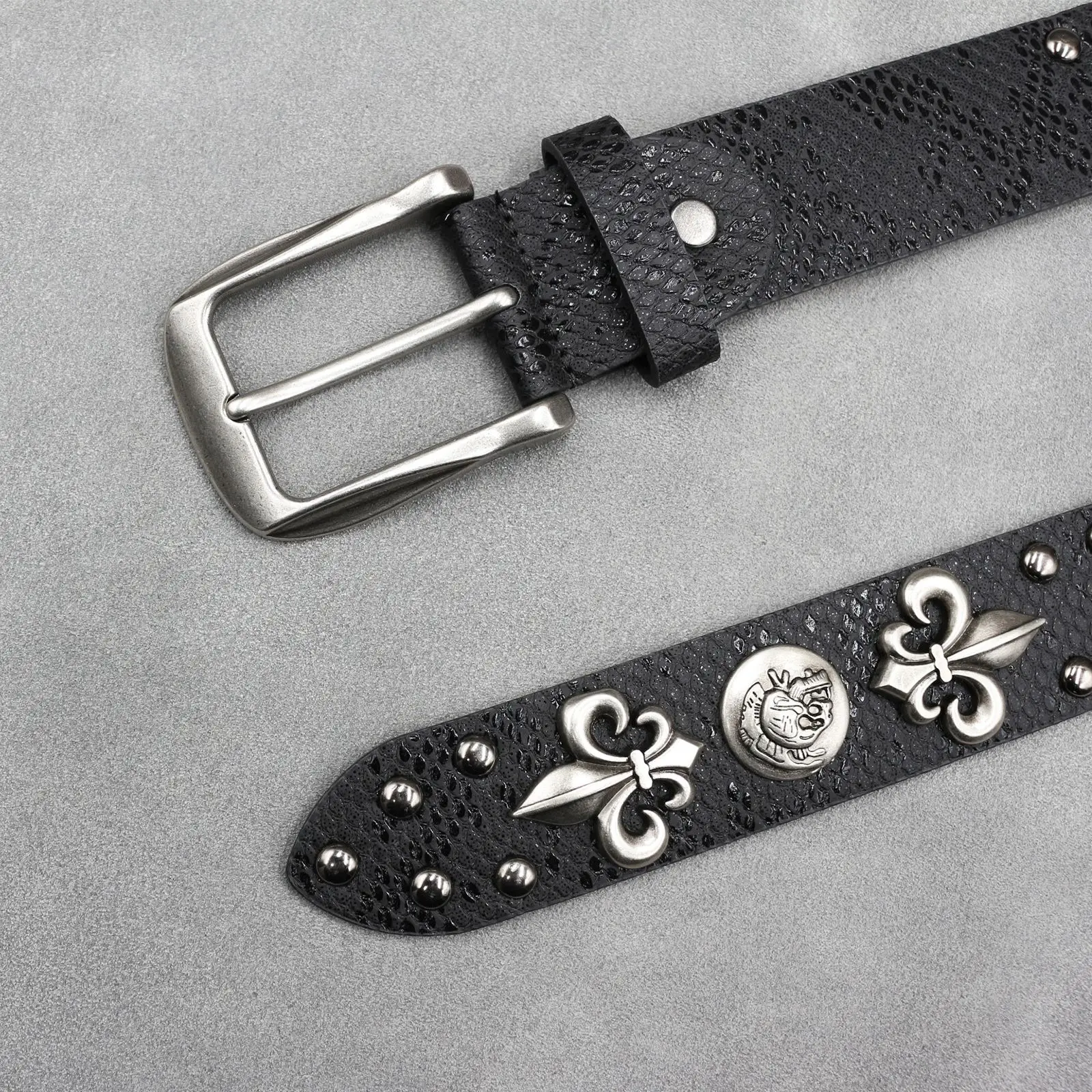 White Skull Rivet Belt for Men Women Punk Style — feature 5